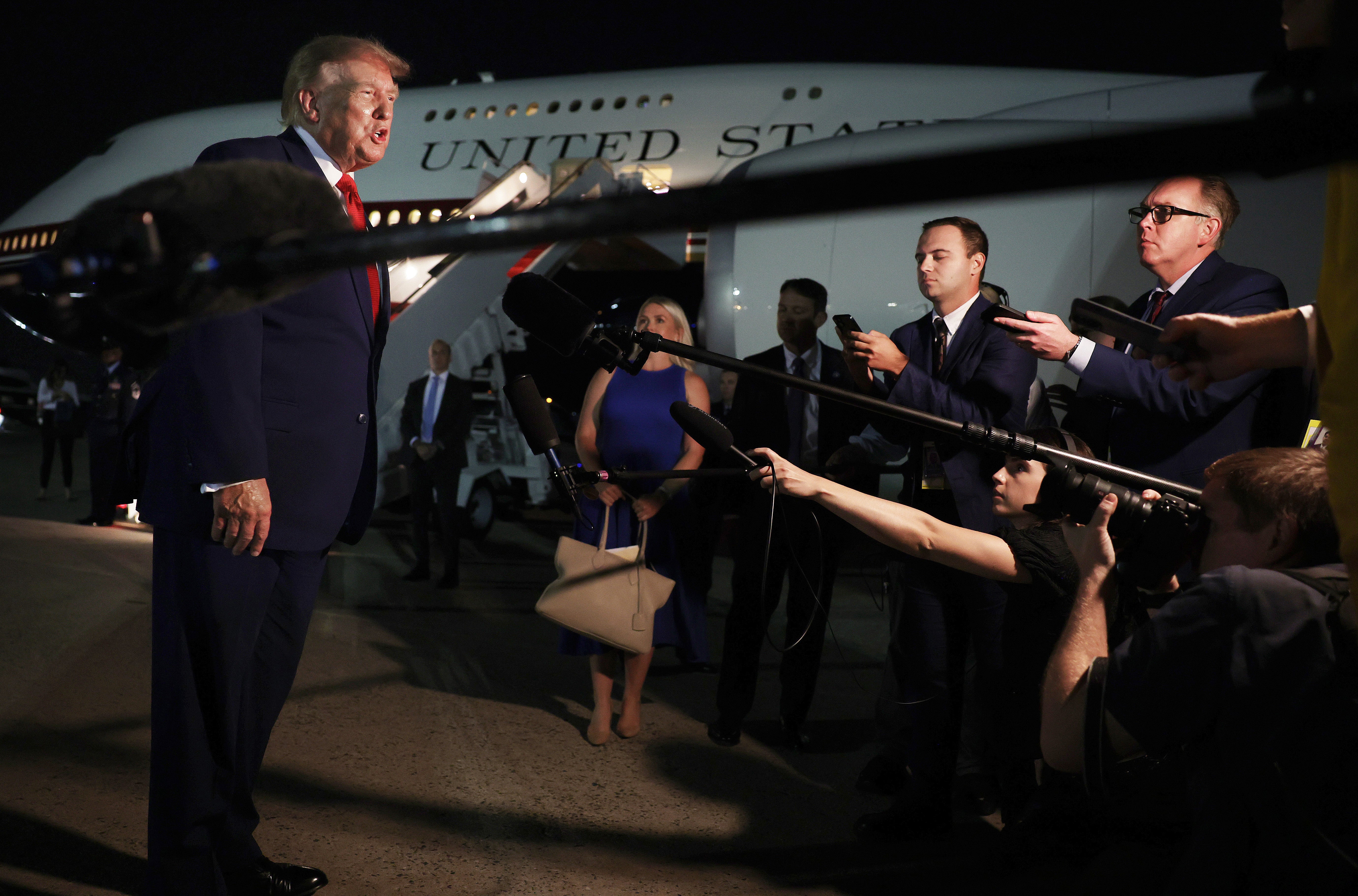 Trump was astatine Joint Base Andrews Tuesday nighttime while returning from a Patriots crippled successful Ohio