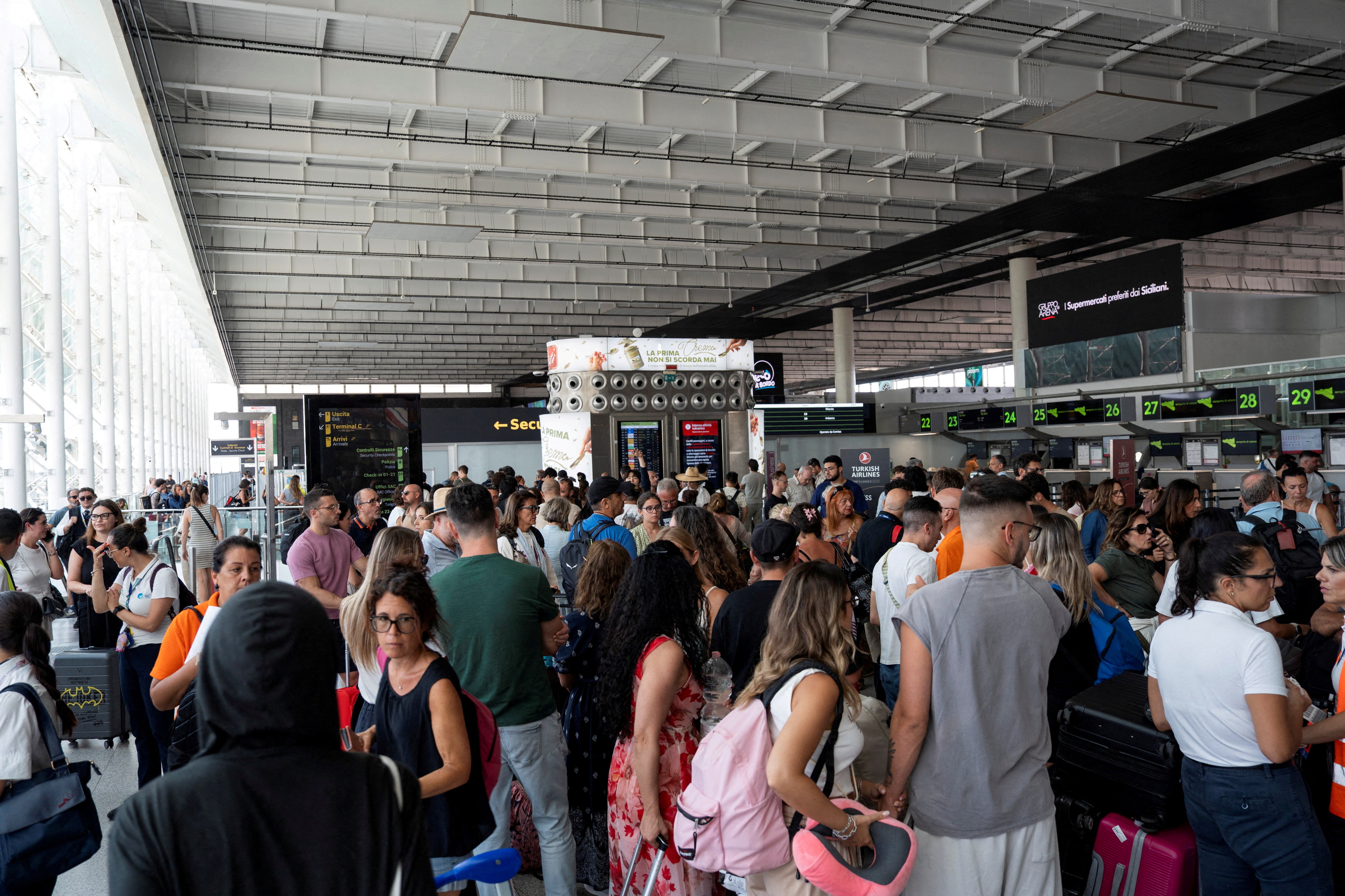 Passengers have been left stranded following the closure of Catania airport
