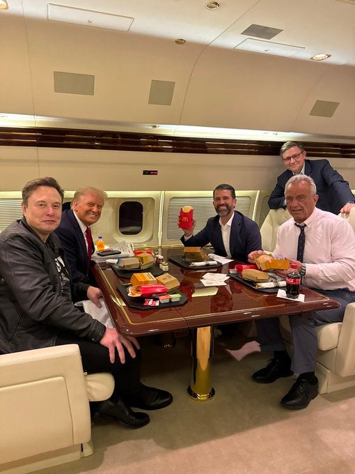 Health Secretary Robert F. Kennedy Jr. has revealed that President Donald Trump has 'boxes and boxes of McDonald’s' on his plane (Donald Trump Jr. via X)
