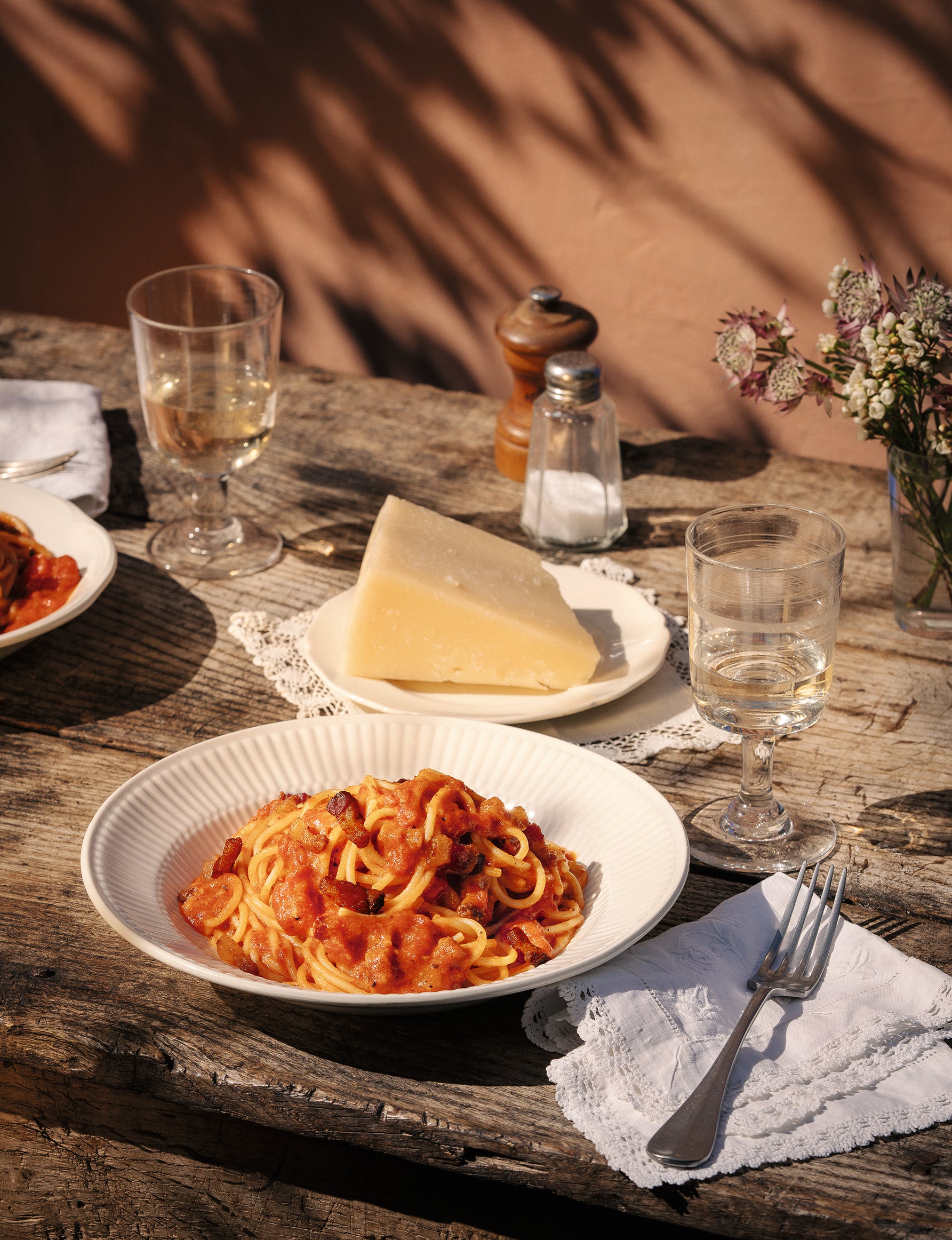 Klein’s amatriciana sticks closely to the Roman classic, with guanciale, tomato and pecorino