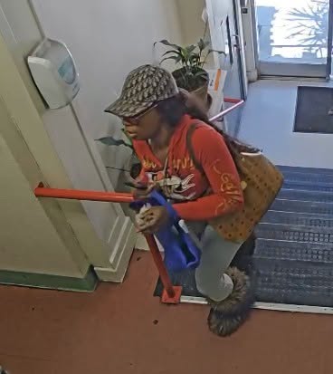 The 36-year-old was seen on surveillance camera leaving her job shortly after midnight on July 17, wearing a baseball cap, red sweatshirt, gray sweatpants and brown furry boots