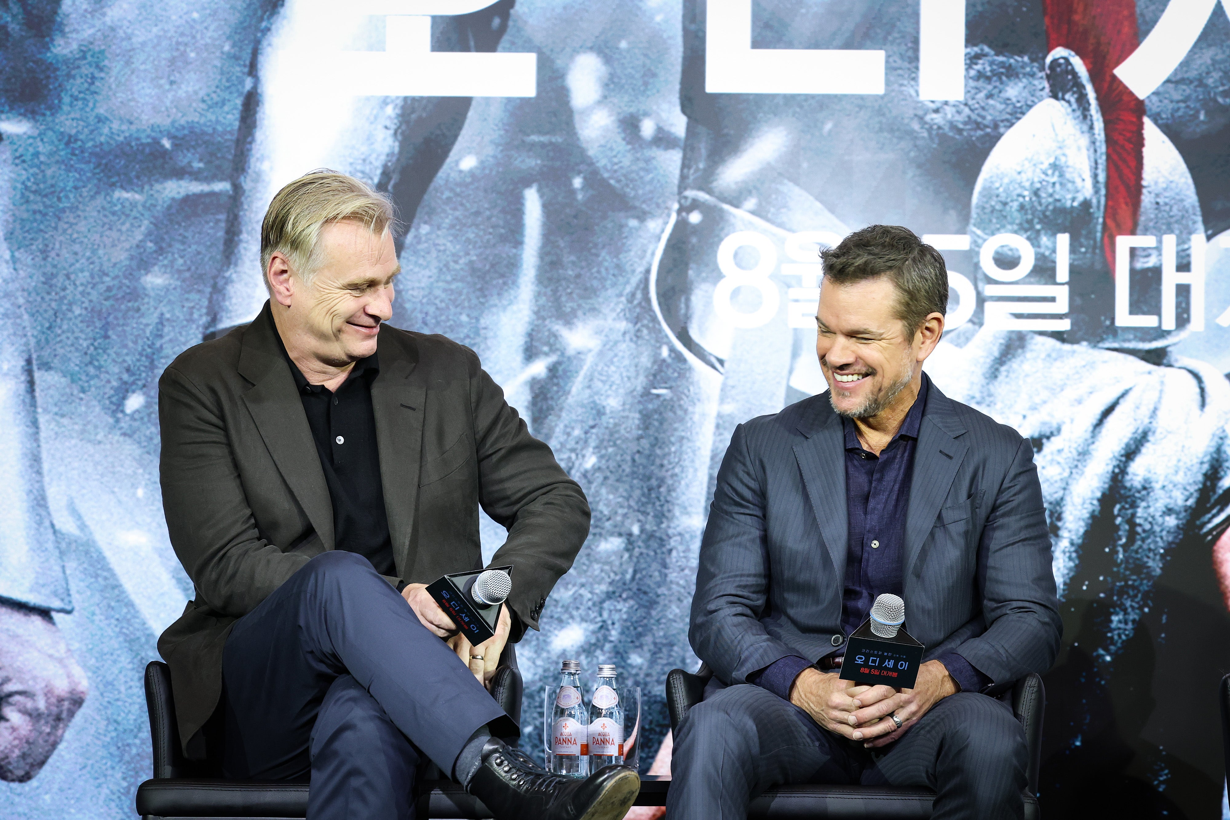Christopher Nolan with his 'Odyssey' star Matt Damon