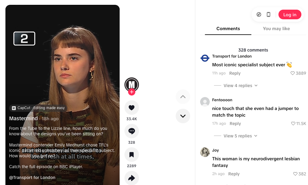 Emily found a fan in the official Transport for London account