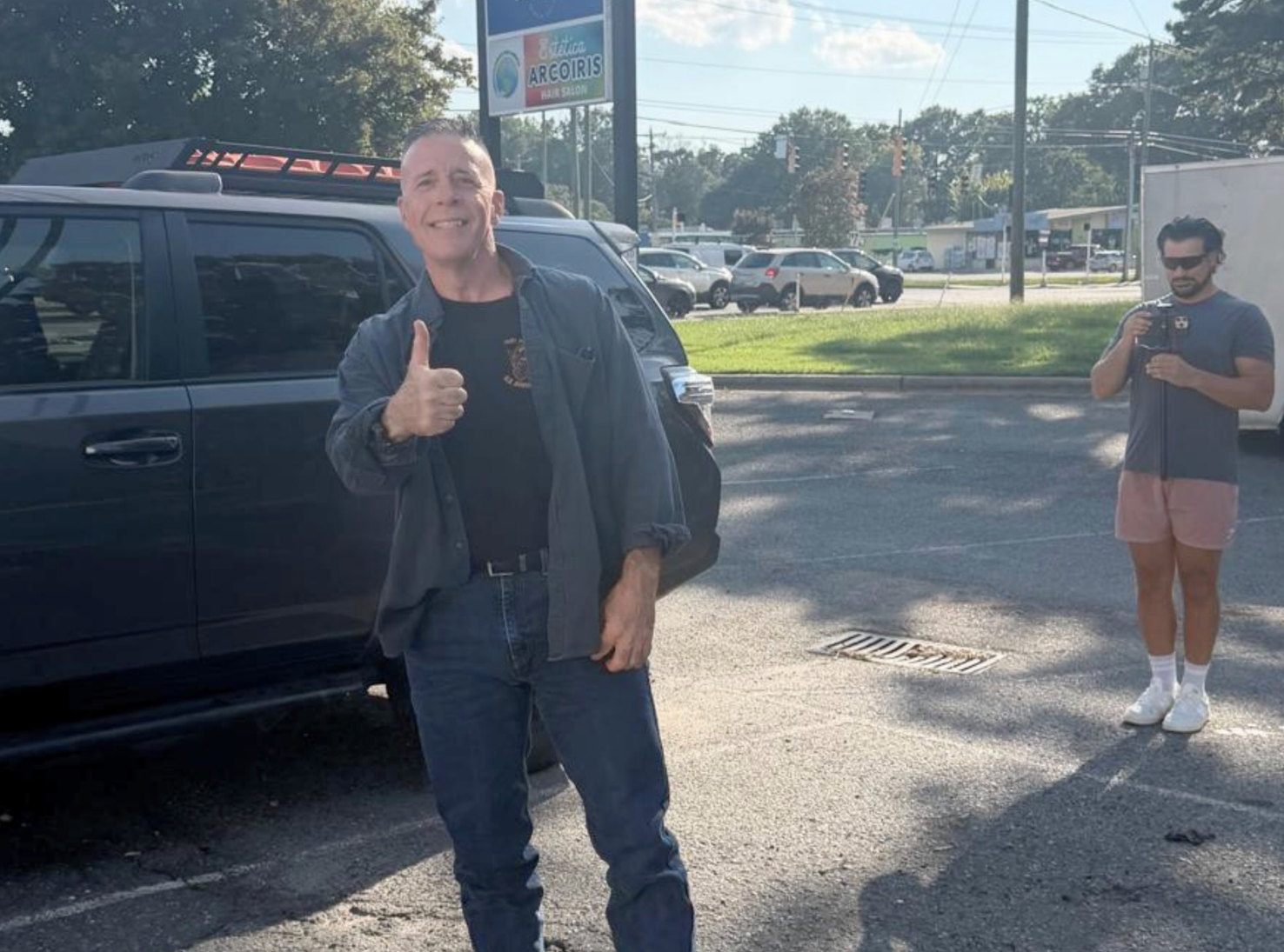 Former U.S. Border Patrol Commander-at-Large Gregory Bovino was pictured outside Manolo’s Bakery in North Carolina (Instagram/@manolosbakeryclt)