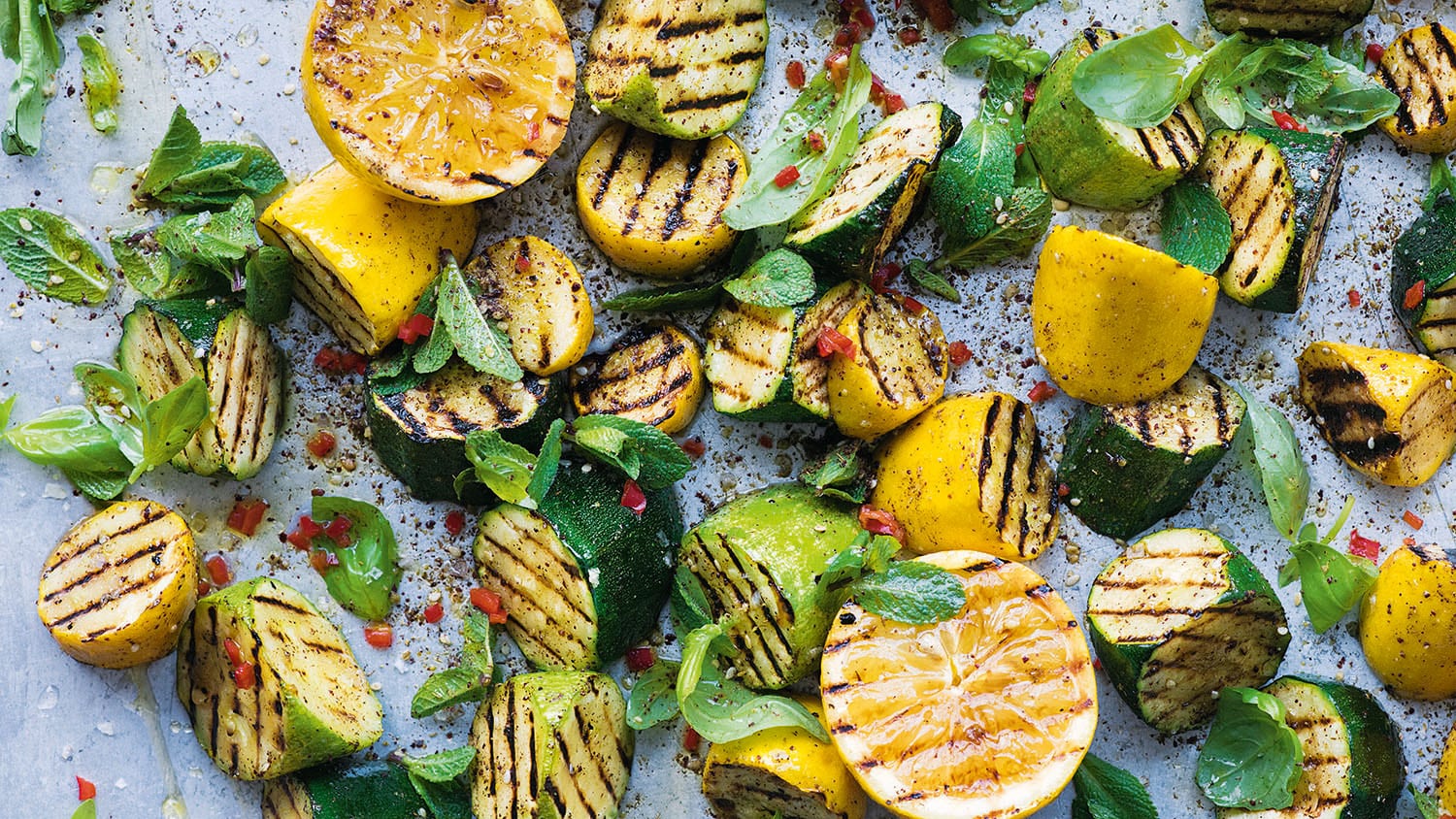 A little fire transforms courgettes with burnt lemon, herbs and za’atar