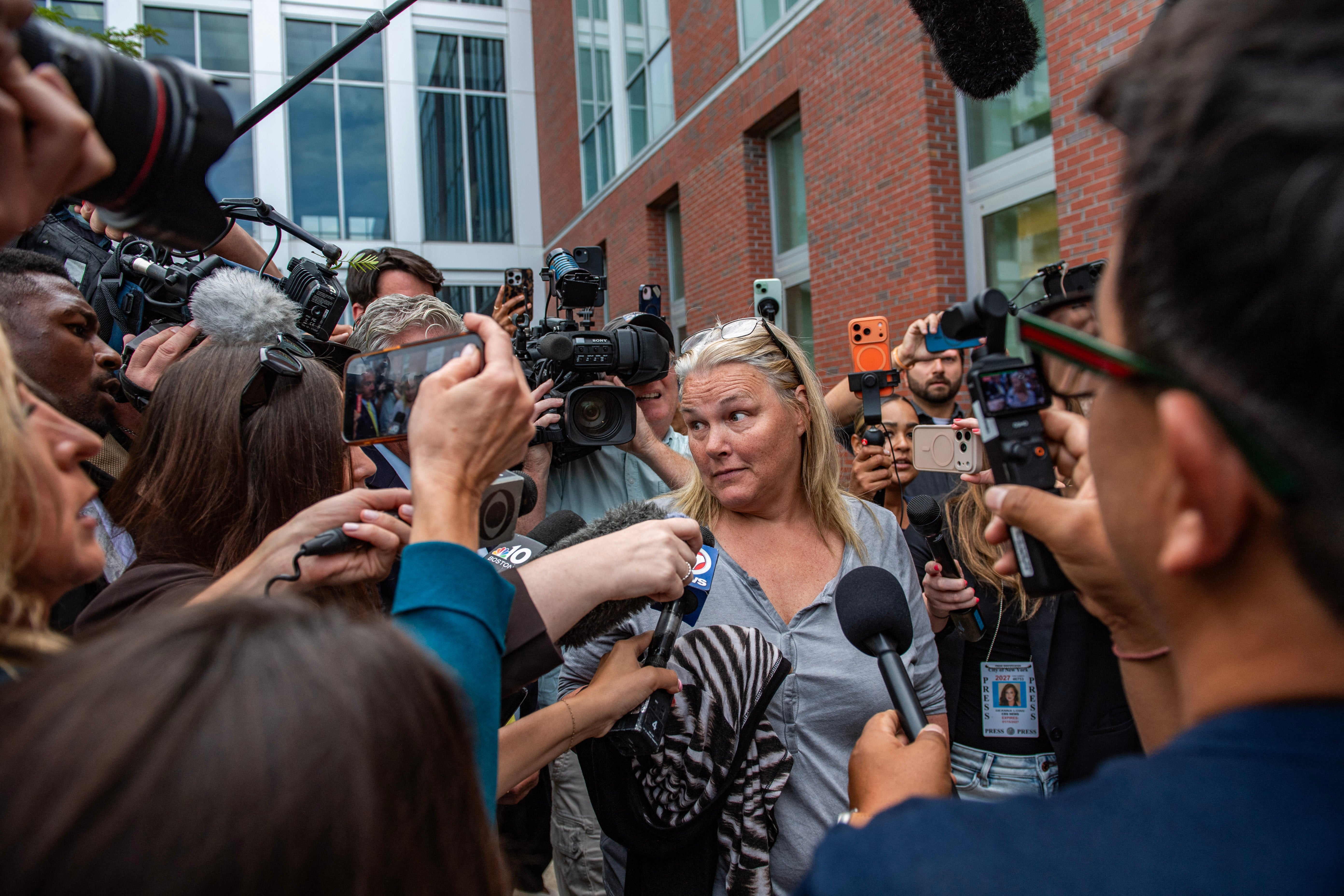 Dawn Light, 56, pleaded not guilty Wednesday after being arrested outside the Plymouth District Courthouse Tuesday while jurors deliberated Lindsay Clancy’s triple-murder trial