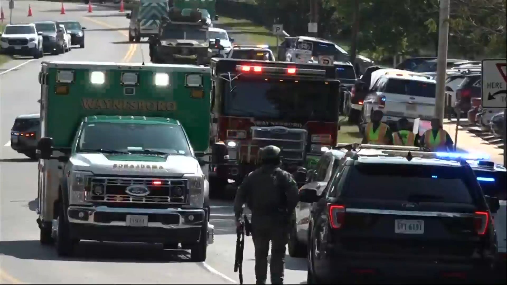 First responders outside Westwood Hills Elementary School in Waynesboro, Virginia, where a shooting was reported on Wednesday, September 2, 2026