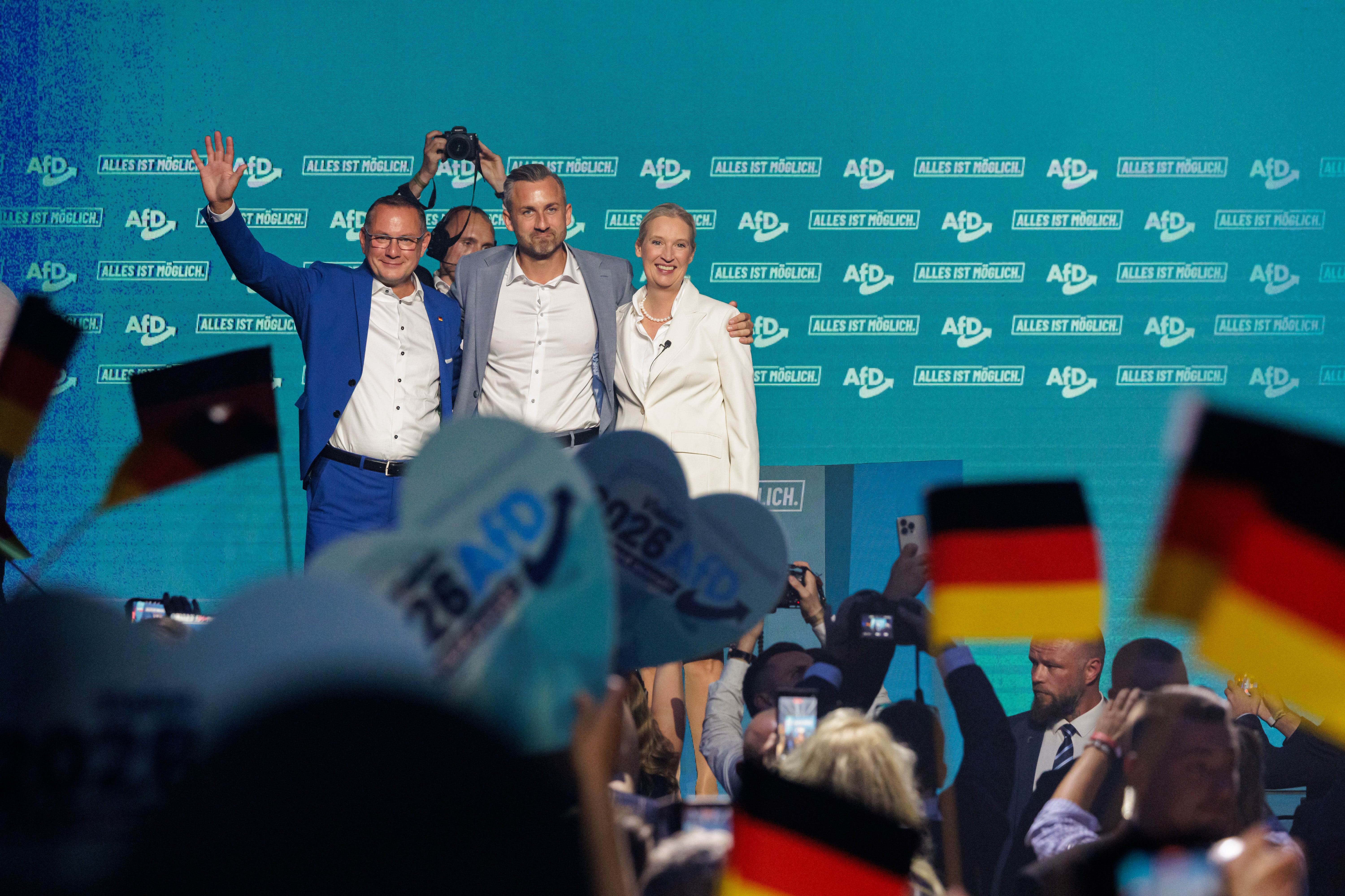 Who are the AfD? Germany's far-right opposition party on the brink of power in key state Copy link Bookmark Go to comments Bookmark popover Removed from bookmarks Germany's far-right AfD celebrates victory in Saxony-Anhalt state election