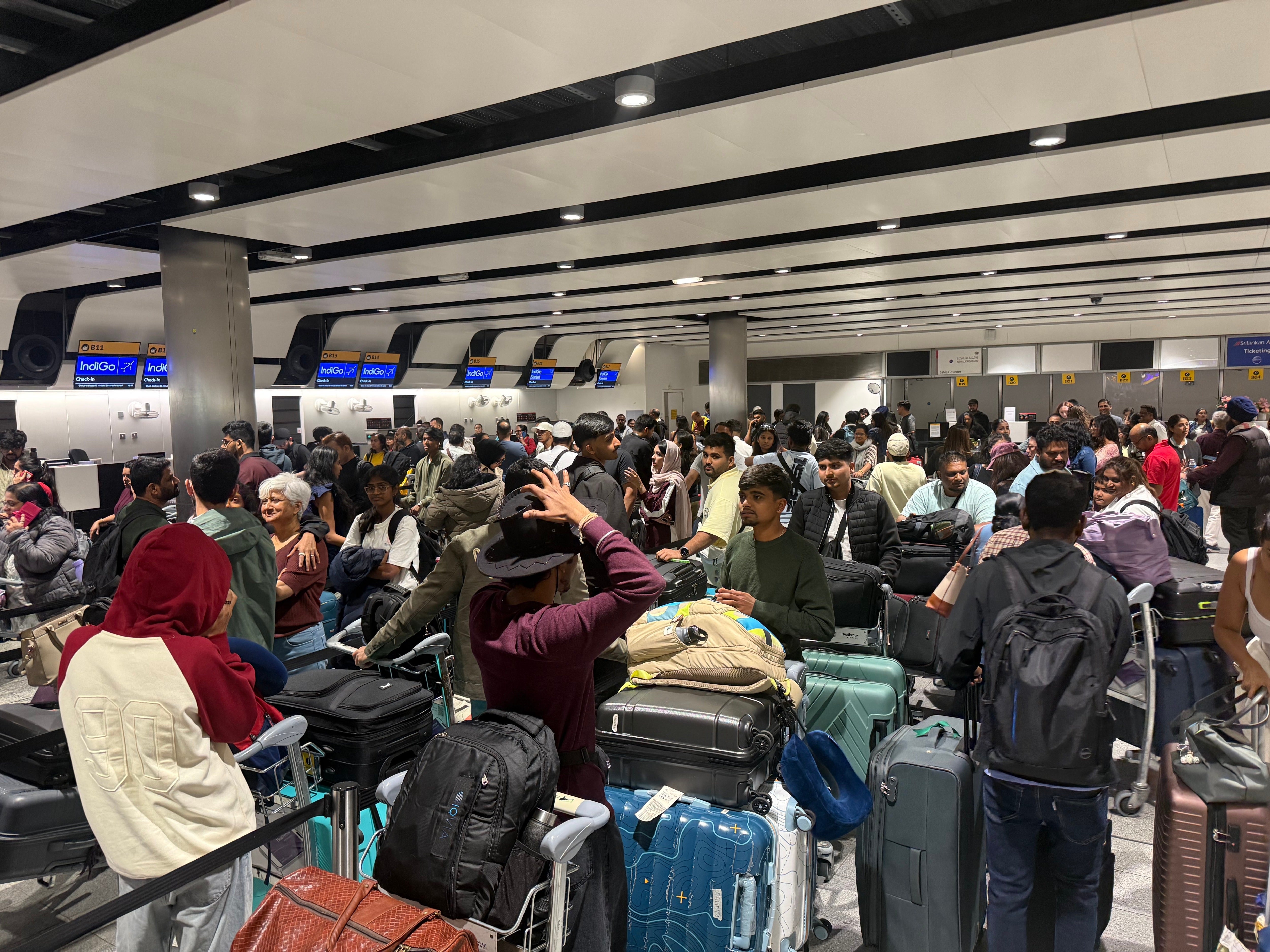 Airport terminals became crowded with passengers waiting for information