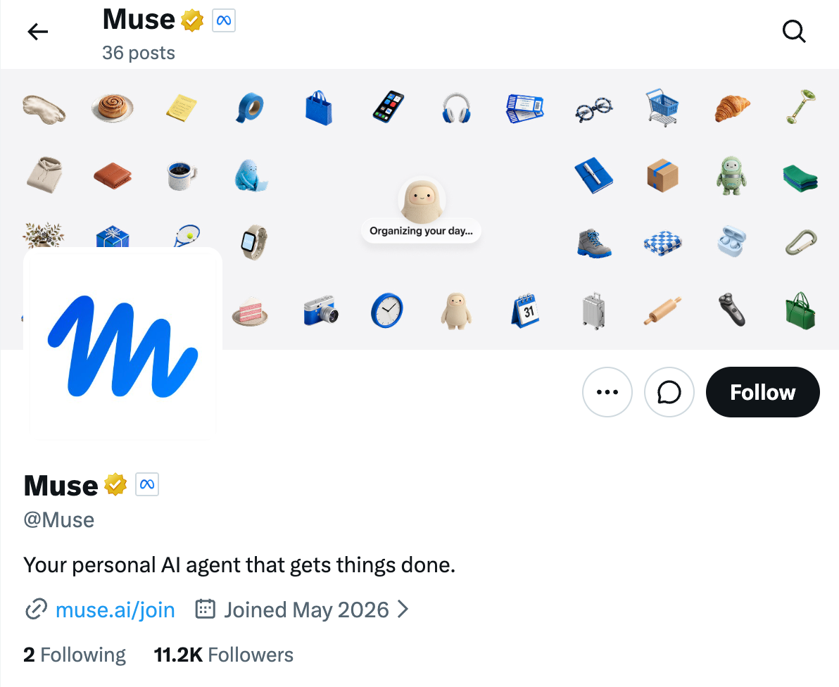 Muse the new AI tool has now claimed the @Muse handle