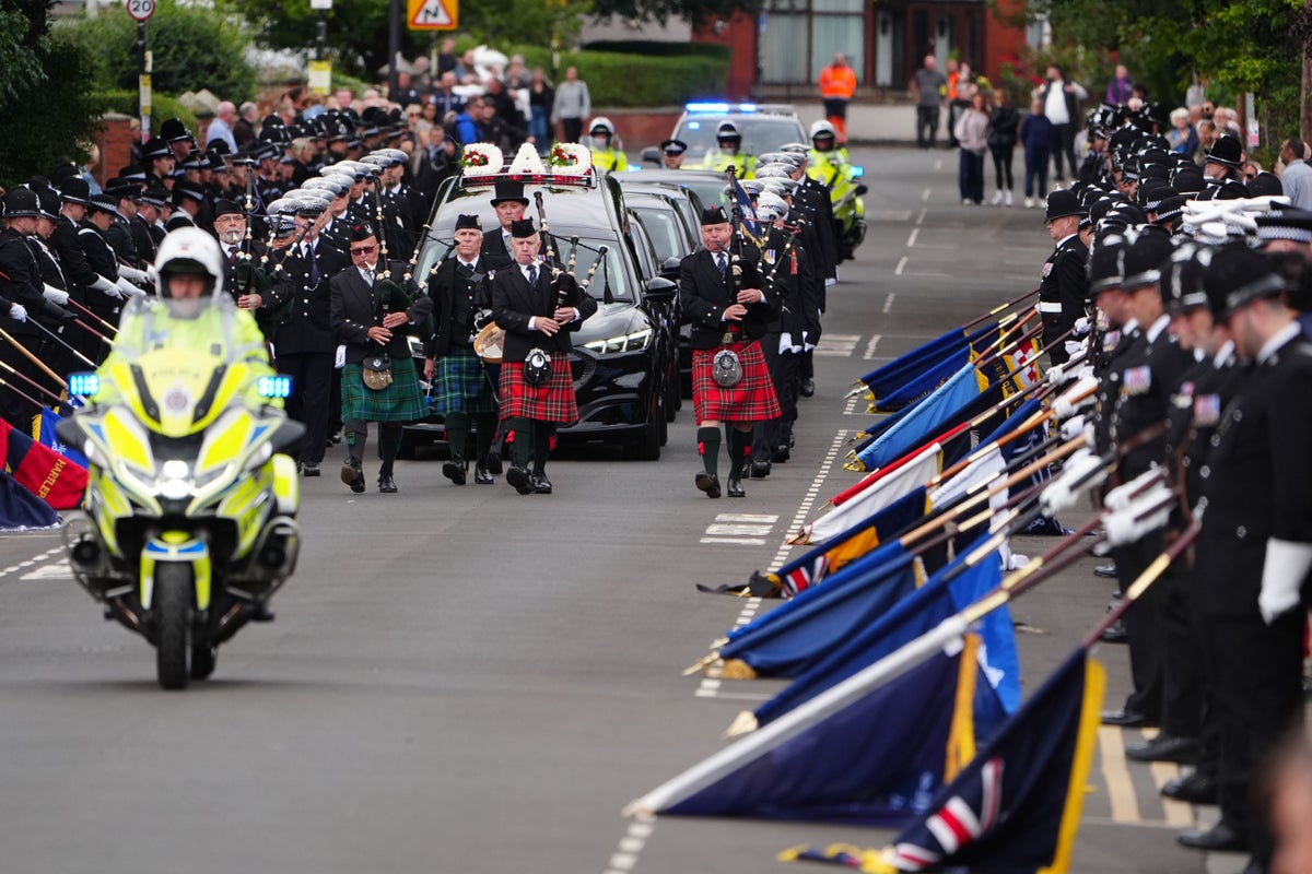 Hundreds of police line street at A66 crash colleague's funeral