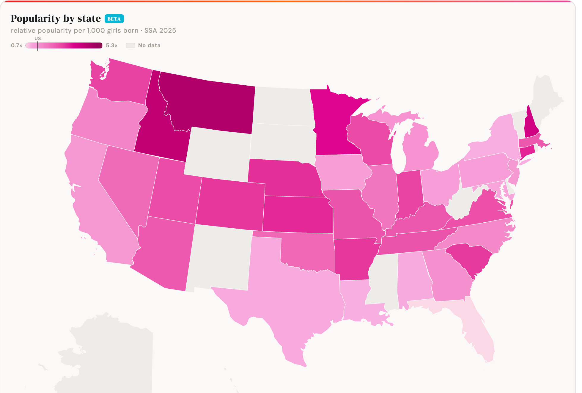 State by state, Holly has its fans and its disinteresteds: It's a well-loved name in Montana, Idaho, New Hampshire and Connecticut, while it doesn't set many hearts alight at all in Florida, Texas or Louisiana