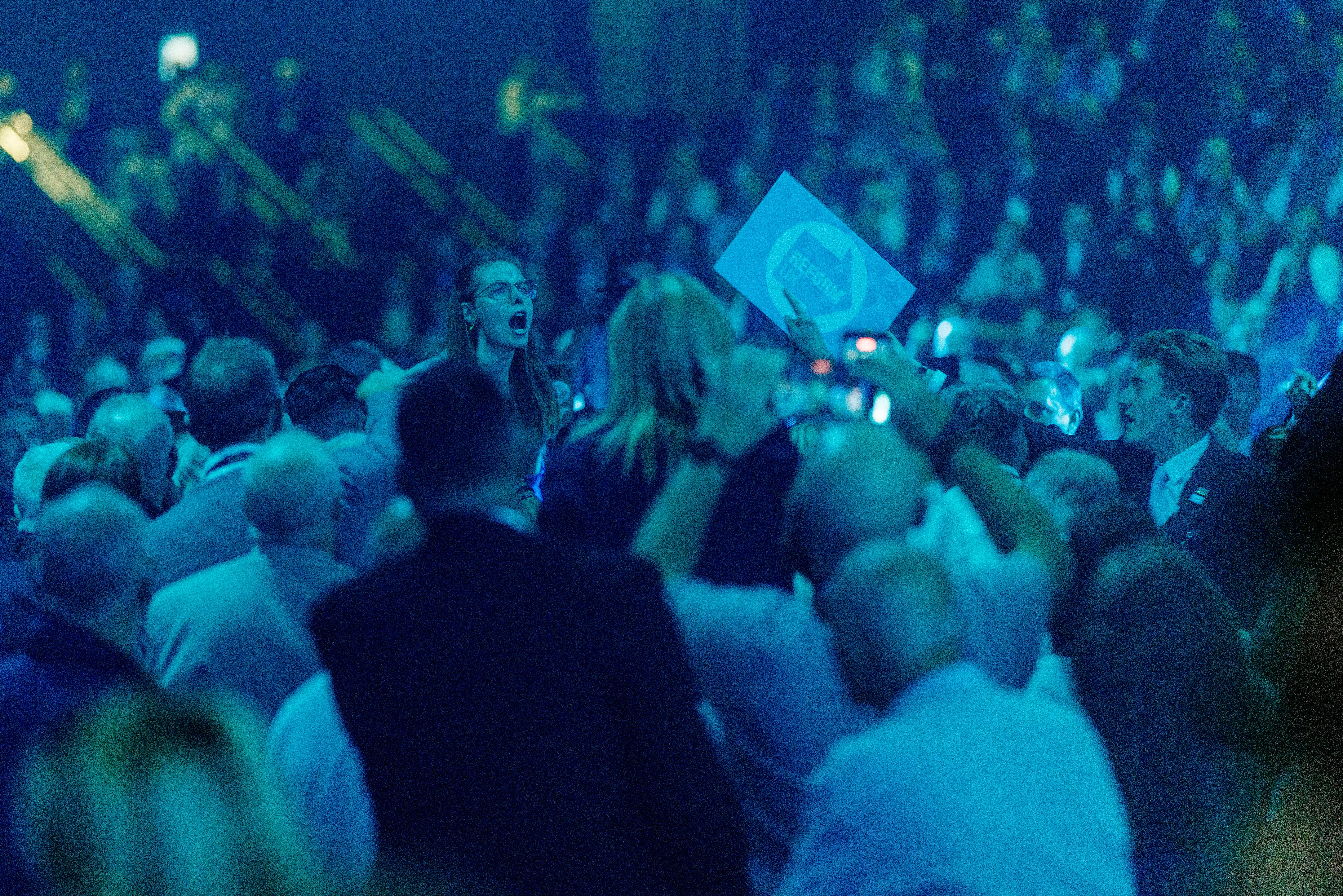 Some female protesters were assaulted by audience members at the Reform UK party conference