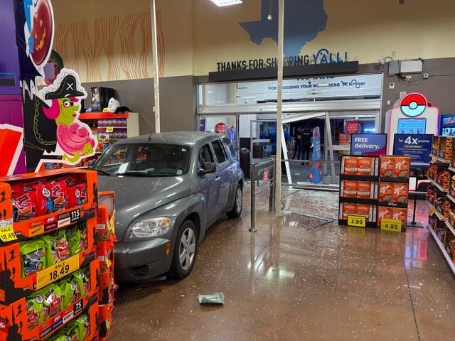 A Texas man allegedly plowed through the entrance of a Kroger grocery store because he needed to use the bathroom when the store was closed