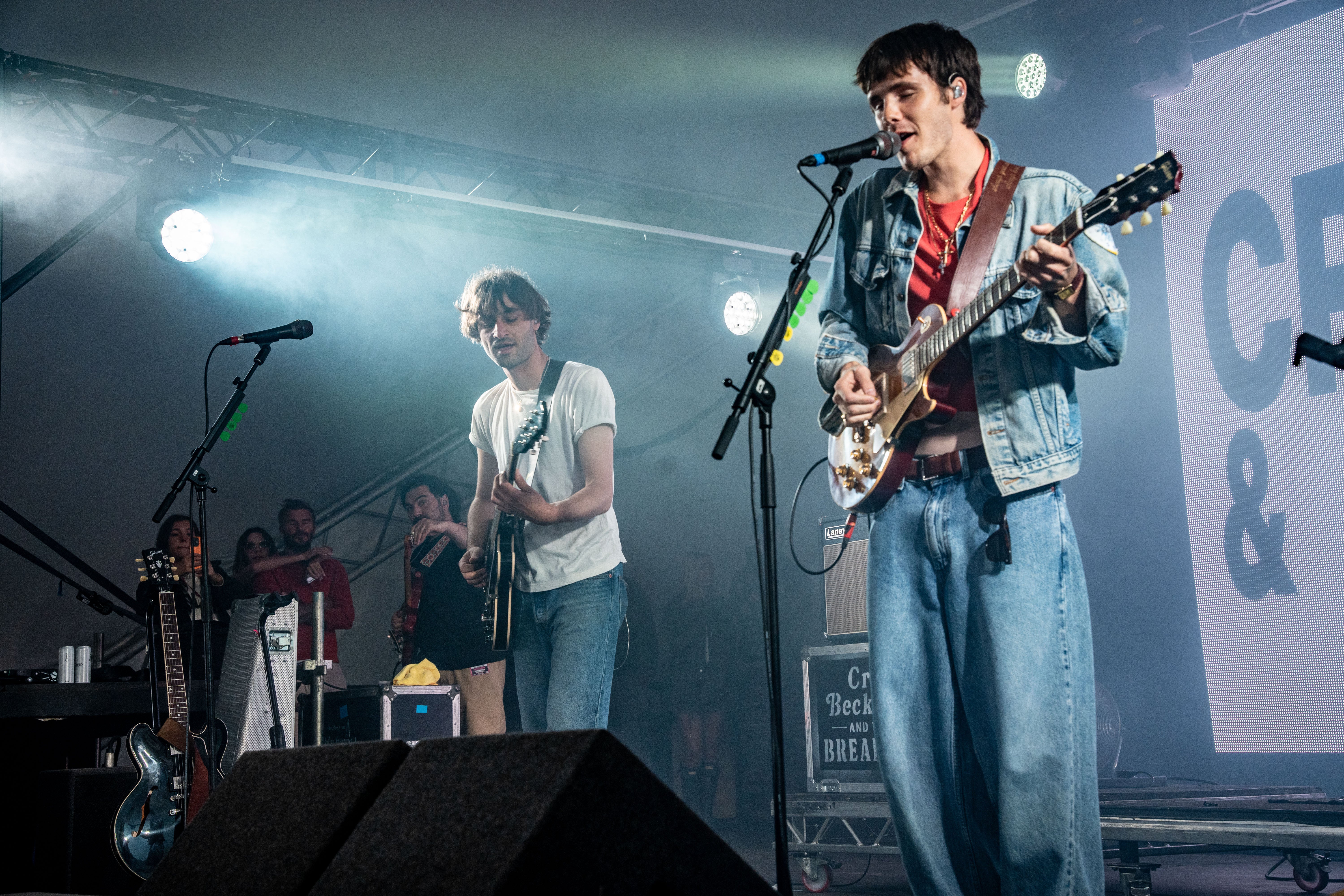 Cruz Beckham and the Breakers performing on the Canopy stage during the Reading Festival at Little John's Farm, Reading, Berkshire