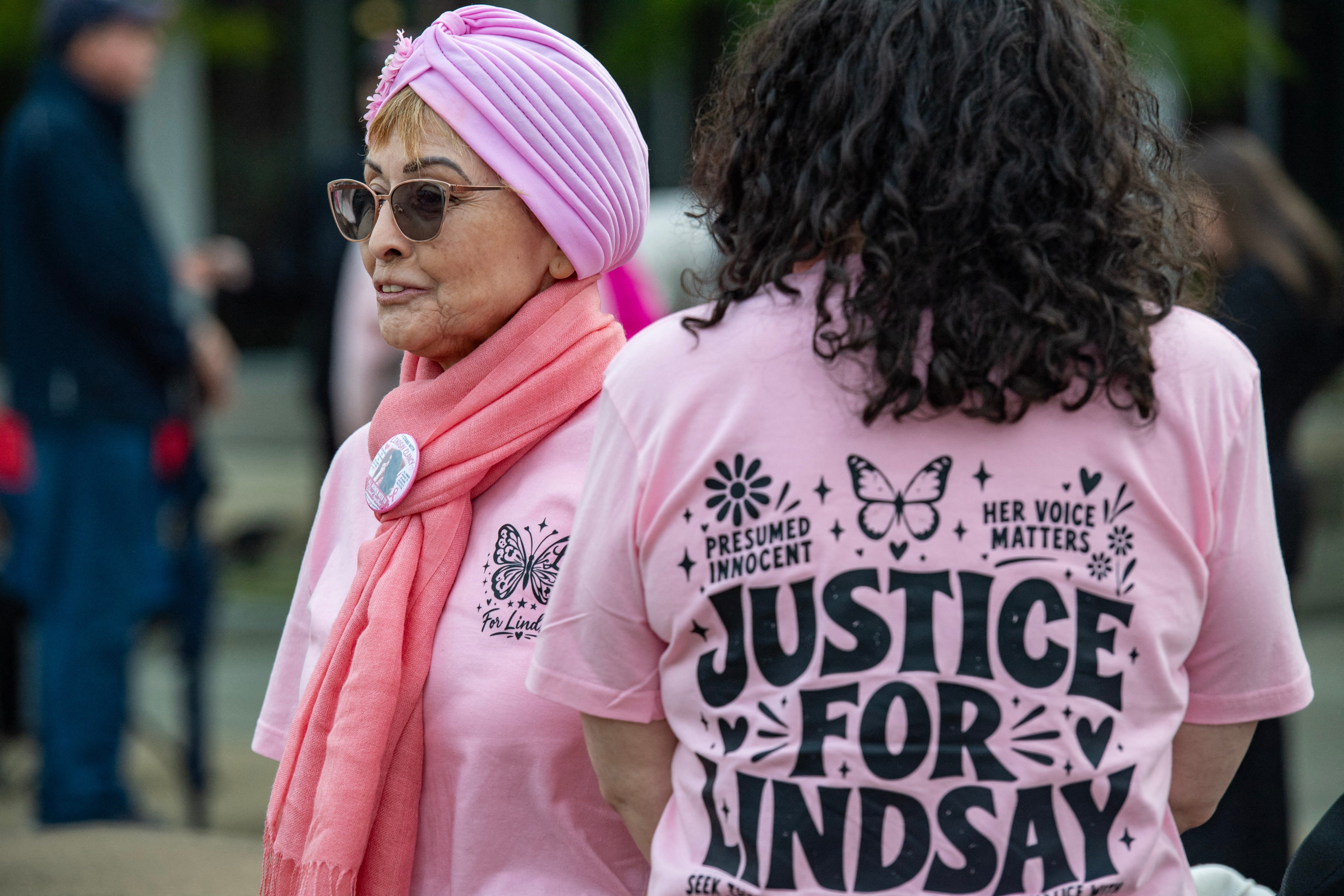 Supporters of Lindsay Clancy gather outside court before her hearing