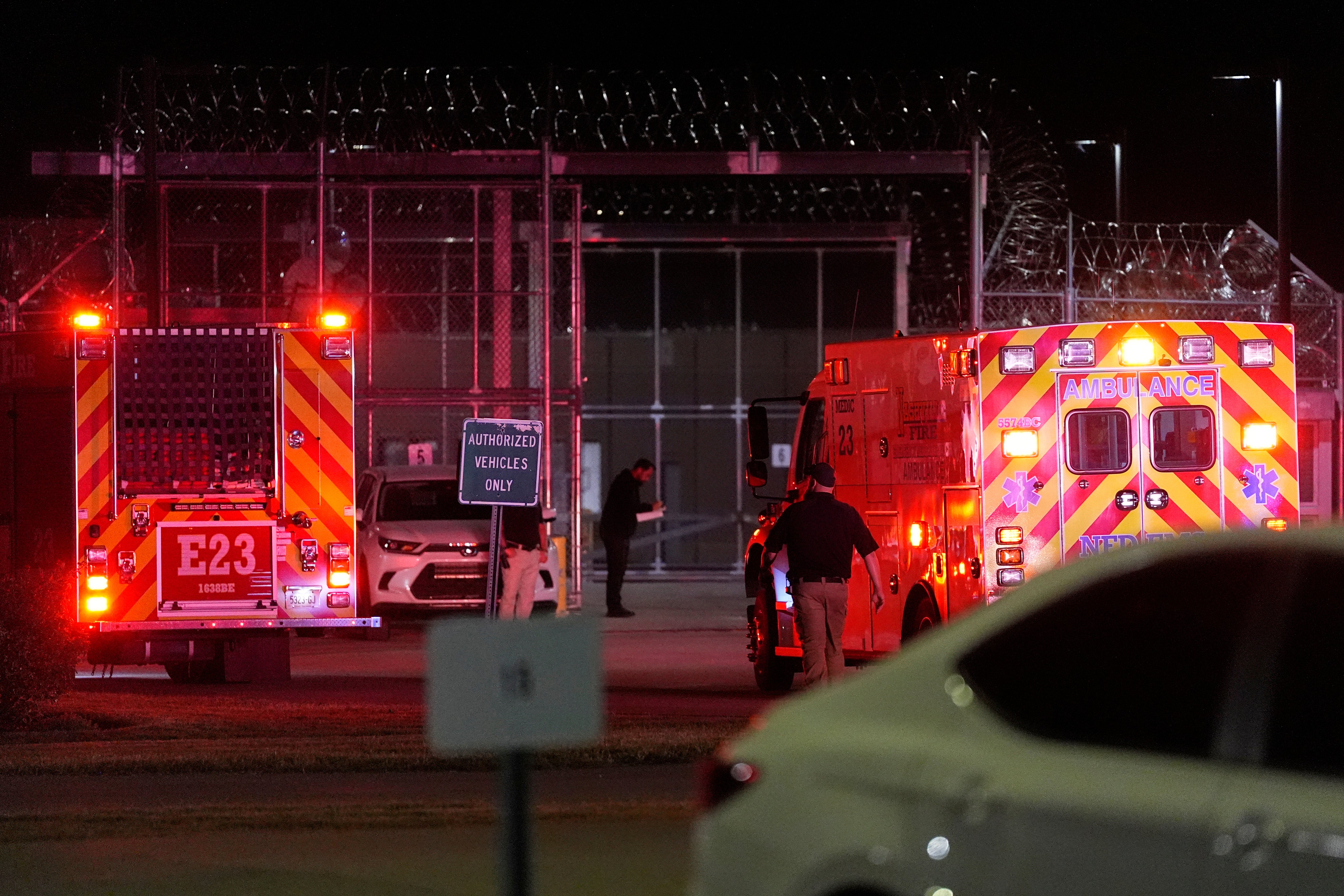 Emergency vehicles arrive at Riverbend Maximum Security Institution