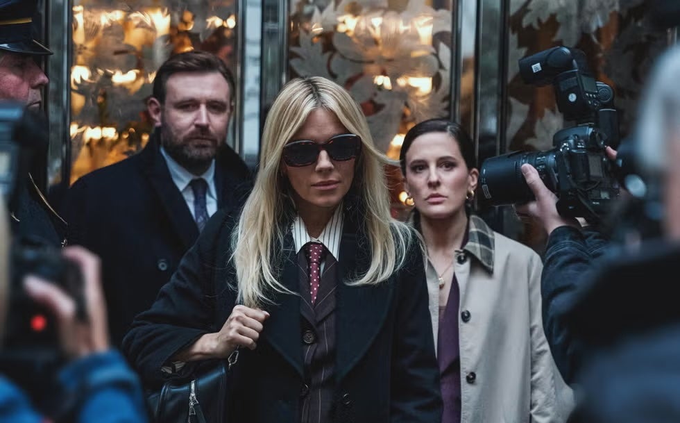 Sienna Miller plays narcissistic film star Carla Duval in the steely series