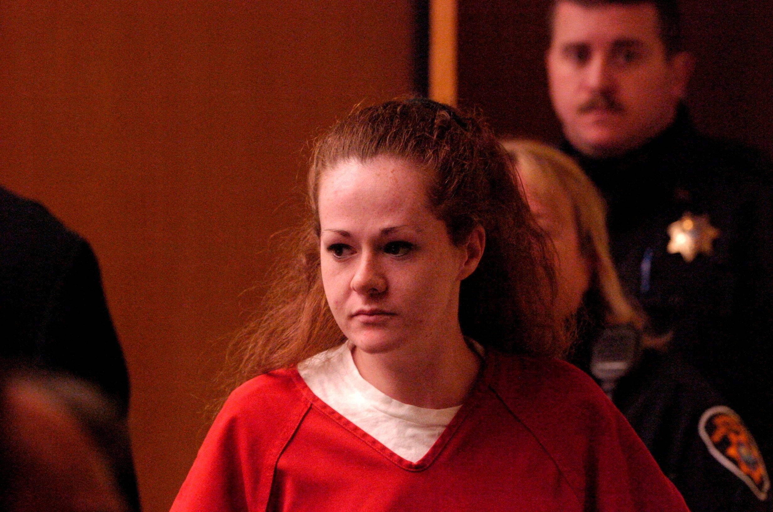 A picture taken on December 4, 2007 shows death row inmate Christa Pike entering a Knox County Criminal Court in Knoxville