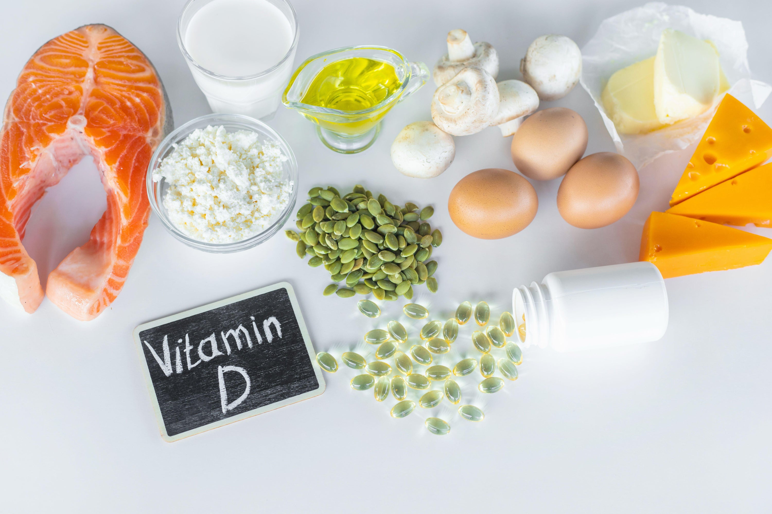It is possible to get some vitamin D from your diet, but you’re unlikely to be able to get enough