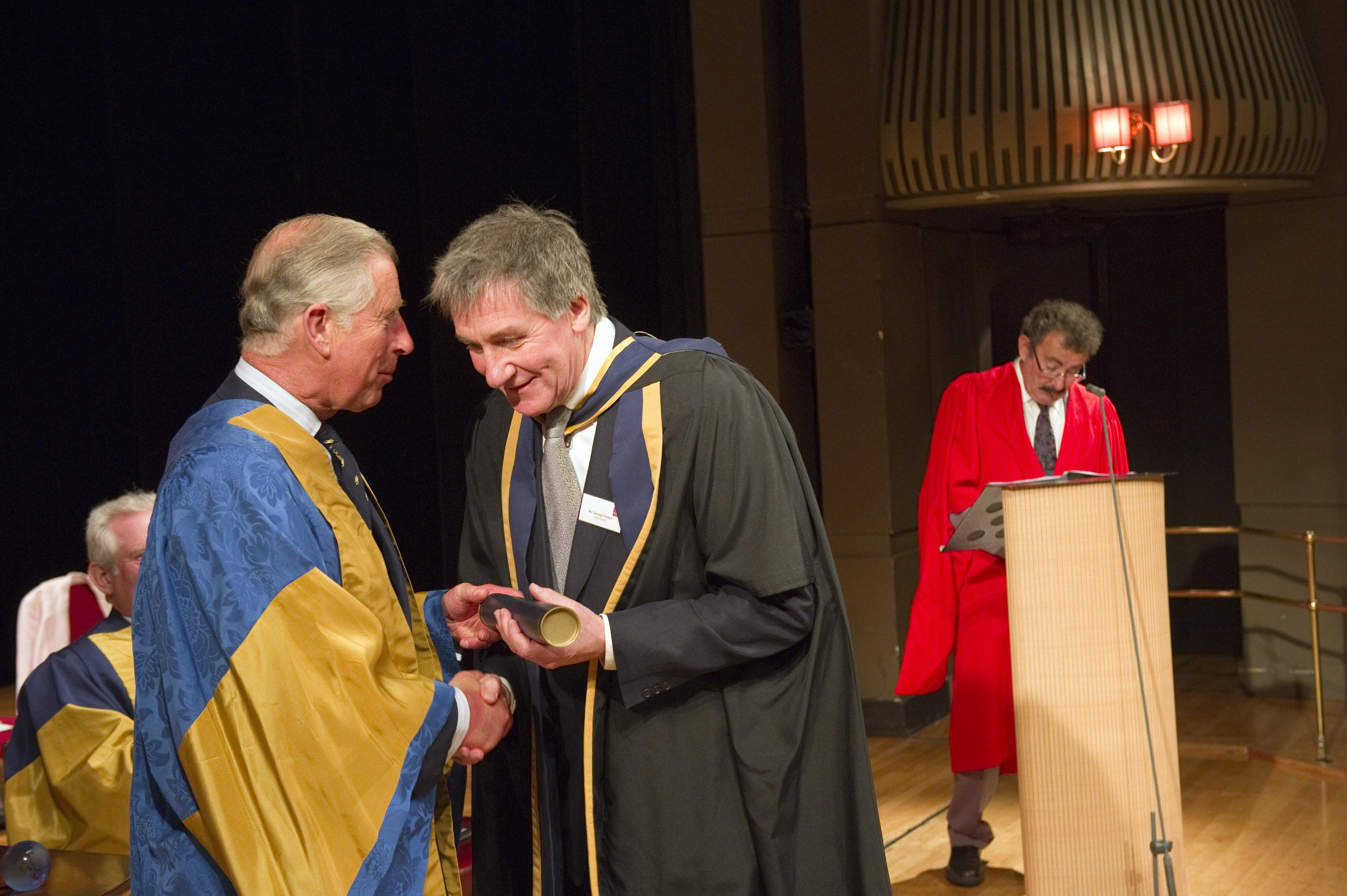 George Fenton with the then-Prince of Wales at the Royal College of Music’s annual awards in 2011