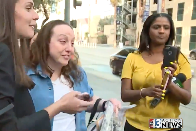 Kirsten Lobato, center, following her release from prison in January 2018. Lobato was wrongfully convicted of the 2001 murder and mutilation of Duran Bailey. She has received a $29.5 million settlement from the Las Vegas Metro Police Department, which she claims framed her for the killing