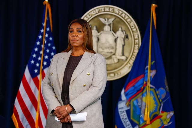 New York Attorney General Letitia James attends a press conference regarding an investigation into alleged sexual assault at Cornell