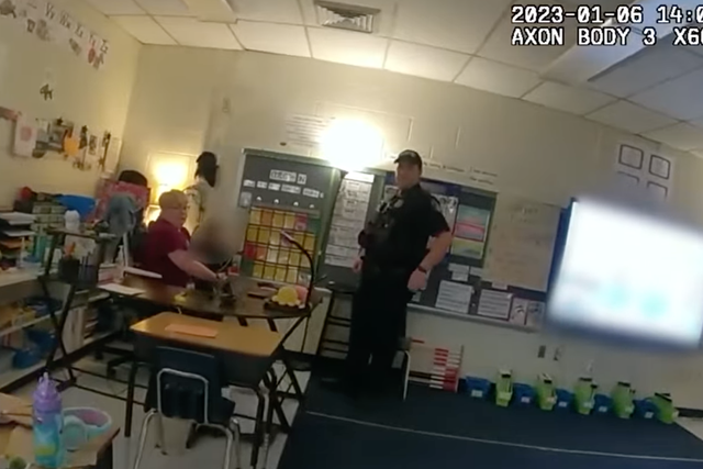 Richneck Elementary School educator Amy Kovac holds the 6-year-old boy who shot and wounded first-grade teacher Abby Zwerner in 2023 using his mother's gun