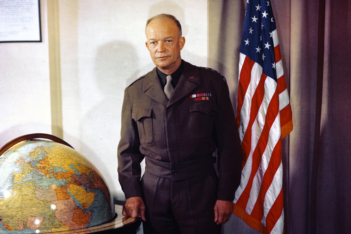 A globe used by Gen. Dwight D Eisenhower for planning purposes during the Second World War has been broken in a rush to move it to Defense Secretary Pete Hegseth’s office (Bettmann Archive/Getty)