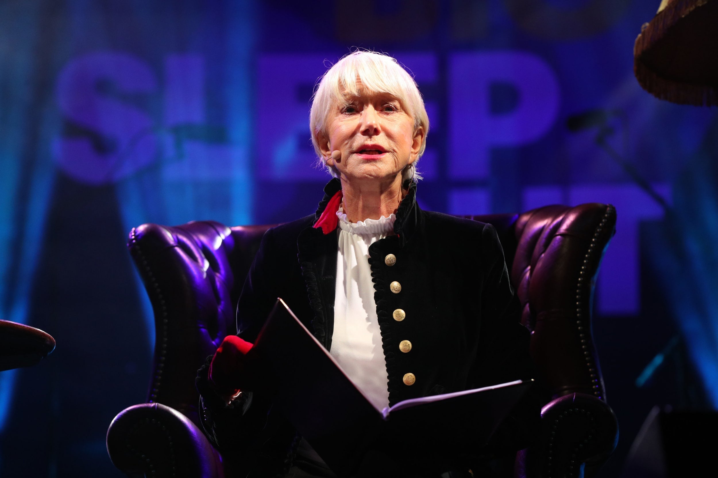 PA: Helen Mirren reads a bedtime story at the World's Big Sleep Out at Trafalgar Square in London.