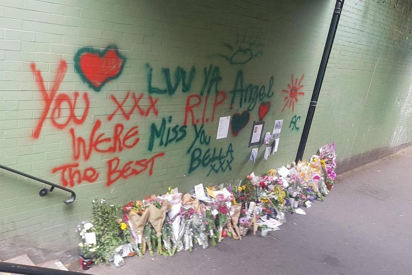 Tributes left for Stefania in the underpass at Forest Hill station