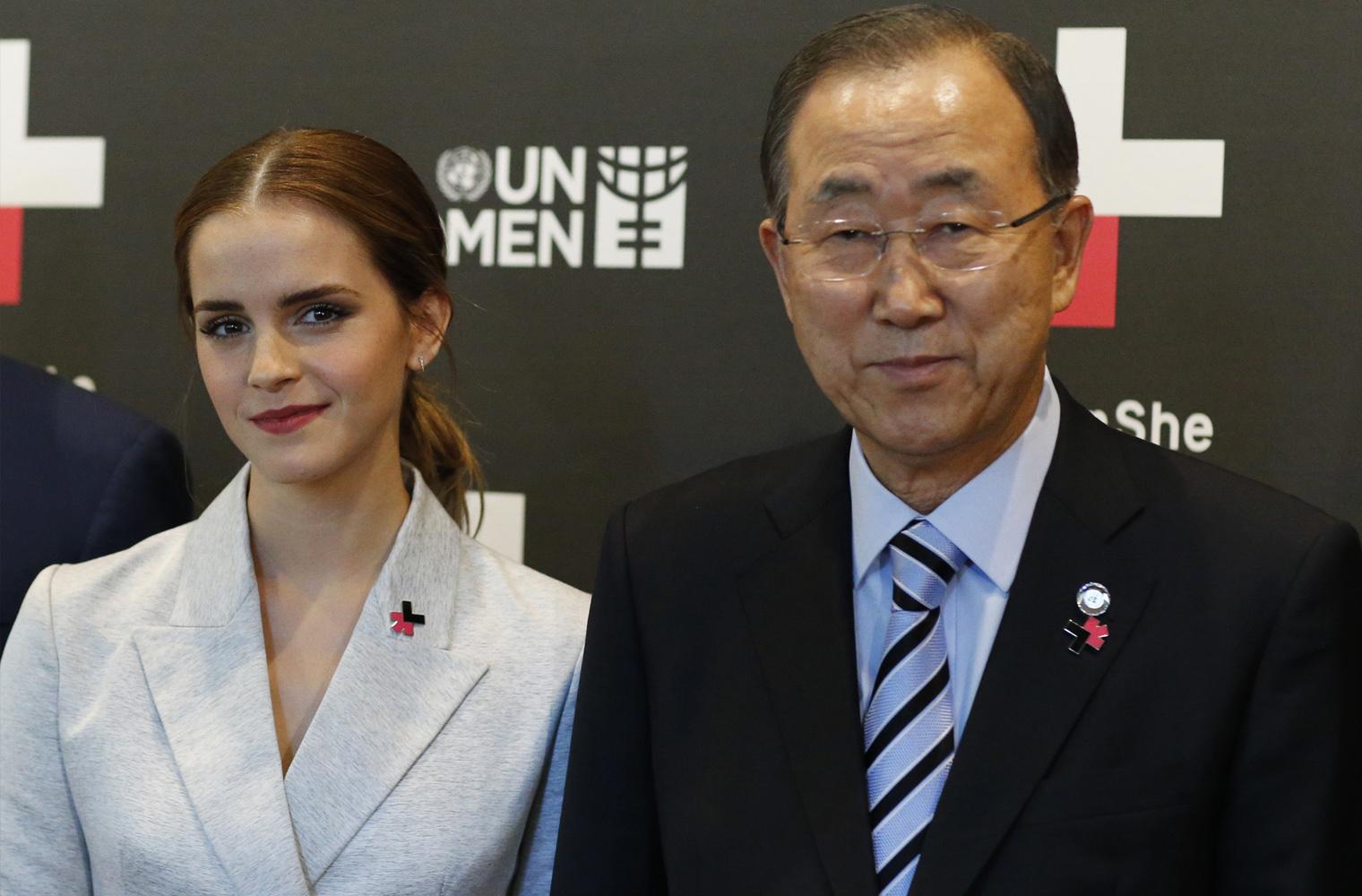 UN Women Goodwill Ambassador Emma Watson and UN Secretary General Ban Ki-moon