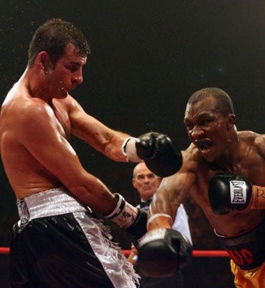 Calzaghe (left) collected his 42nd successive victory in his 19th world title defence