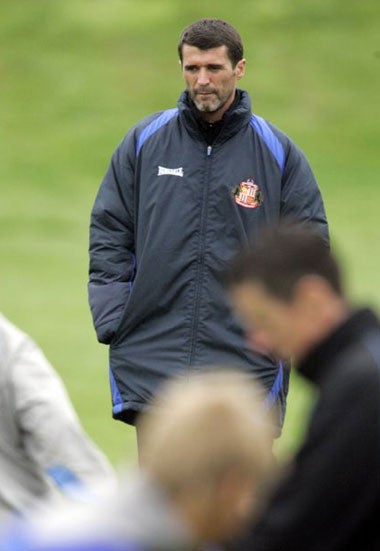 Keane casts his eye over a Sunderland training session