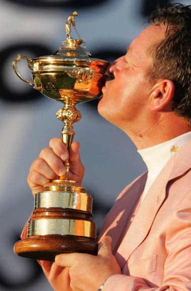 Victorious Europe captain, Woosnam, with the Ryder Cup