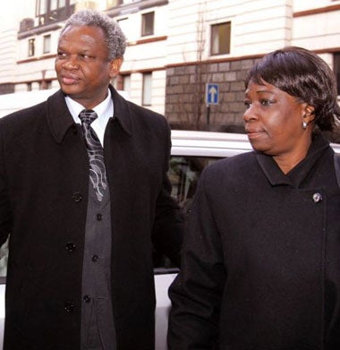 Damilola's parents, Richard and Gloria, arrive at the Old Bailey