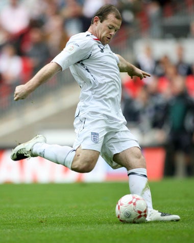 Goal scorer Rooney takes aim against Estonia at Wembley