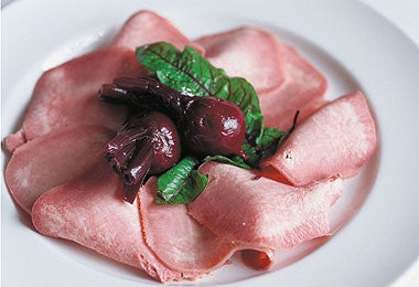 Cold ox tongue with baby beets