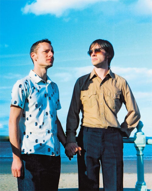 Blue sky thinking: The Scottish coast is an inspiration for Swimmer One's Hamish Brown (left) and Andrew Eaton