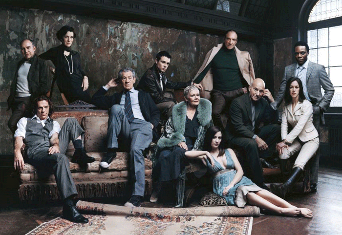 Shakespeare &amp; Co by Mark Seliger, 2006 (L-R: Greg Vinkler, William Houston, Harriet Walter, Sir Ian McKellen, Rupert Evans, Dame Judi Dench, Morven Christie, F Murray Abraham, Patrick Stewart, Claire Loutier, Chuk Iwuji) © Mark Seliger, courtesy Natio