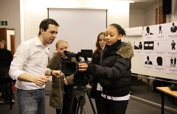 Practice makes perfect: Year 9 students in Wolverhampton take practical lessons in film and video production © John Lawrence