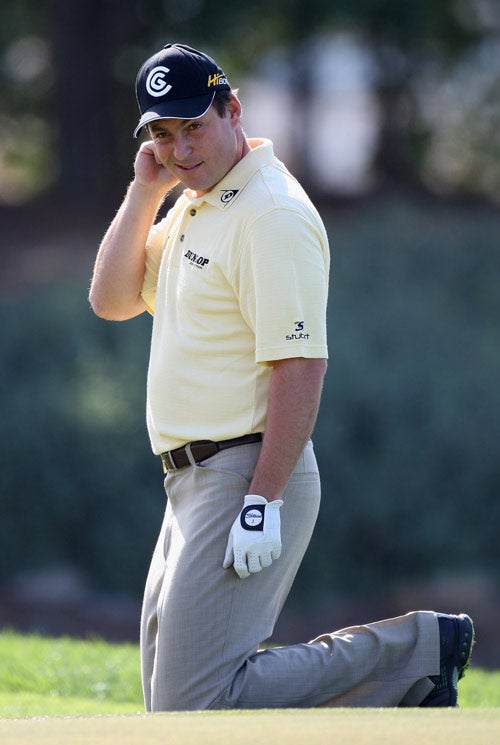 Howell is left looking bemused by a shot at the Abu Dhabi Championship as he attempts to clamber back up the world rankings