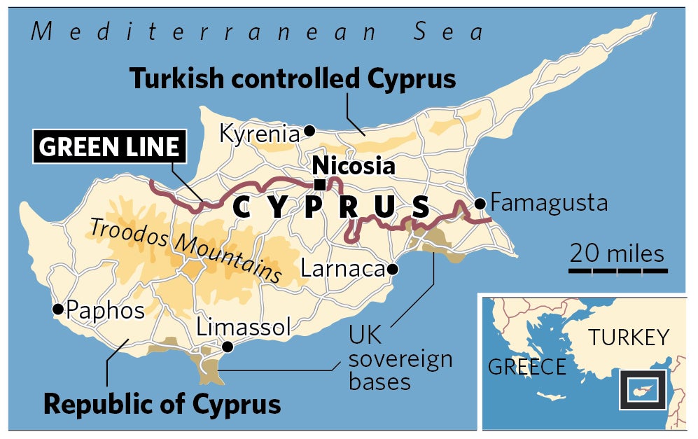 Cyprus was divided by the 'green line' after the invasion