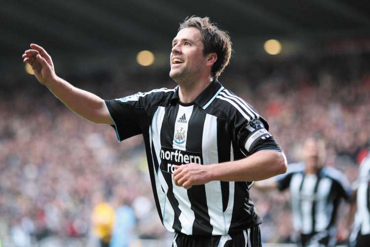 Newcastle striker Michael Owen celebrates scoring the second goal which sunk Fulham and earned Kevin Keegan three points to ease his side's relegation worries