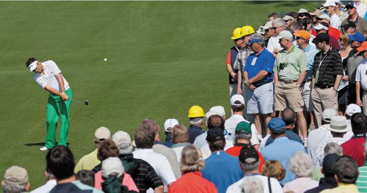 Nick Dougherty shows his chipping skills at Augusta - he is one of several Englishmen who have the ability to repeat the British domination of the event 20 years ago