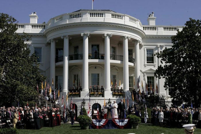 George Bush welcomed Pope Benedict XVI in style at the start of his first Papal visit to the US © EPA