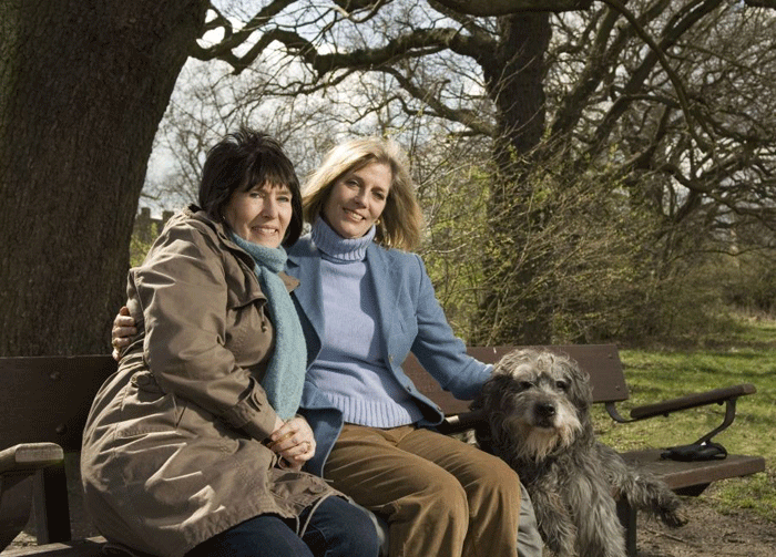 Stranger than fiction: Murphy (left) bumped into fellow writer Holabird while both were out walking their dogs © Elsa Quarsell