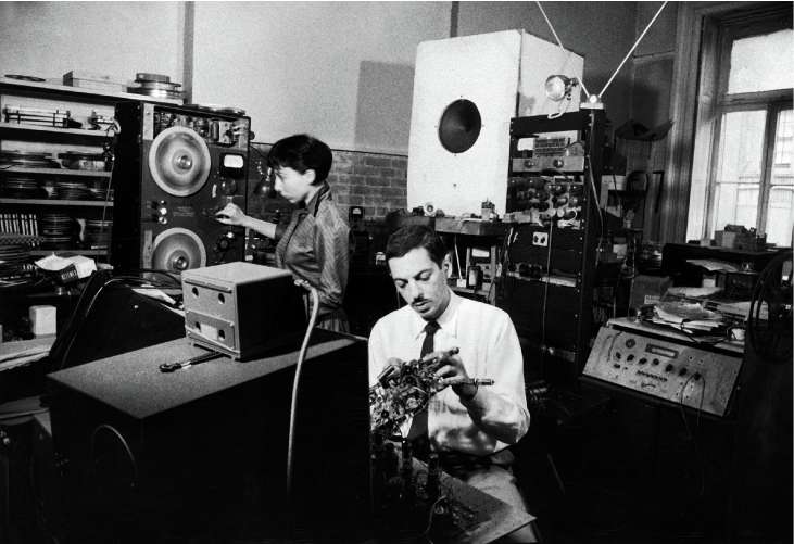 Bebe and Louis Barron in their New York studio, 1956