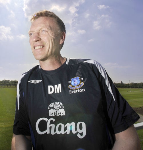 Moyes at Everton's new training ground, Finch Farm