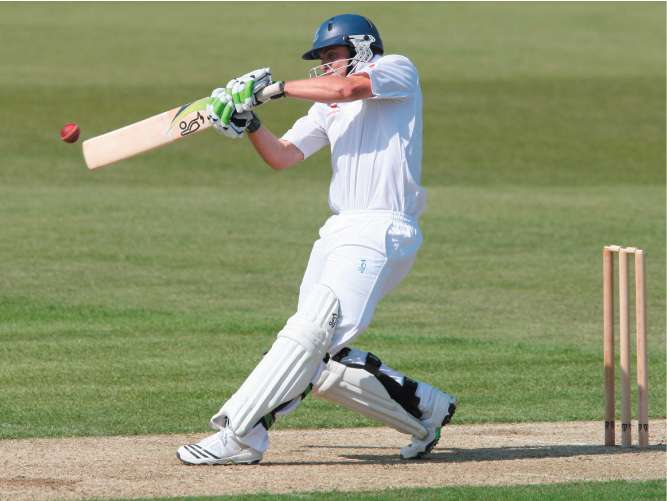 Luke Wright hits New Zealand's Iain O'Brien for four on the way to scoring 120 for England Lions in the tour match at The Rose Bowl yesterday